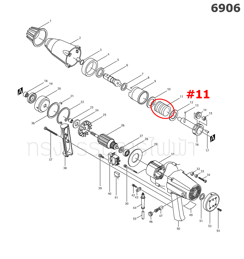 สปริงลูกสูบ 37 บล็อคไฟฟ้า Makita 6906 [#11] Pn.231135-8 (แท้) ##
