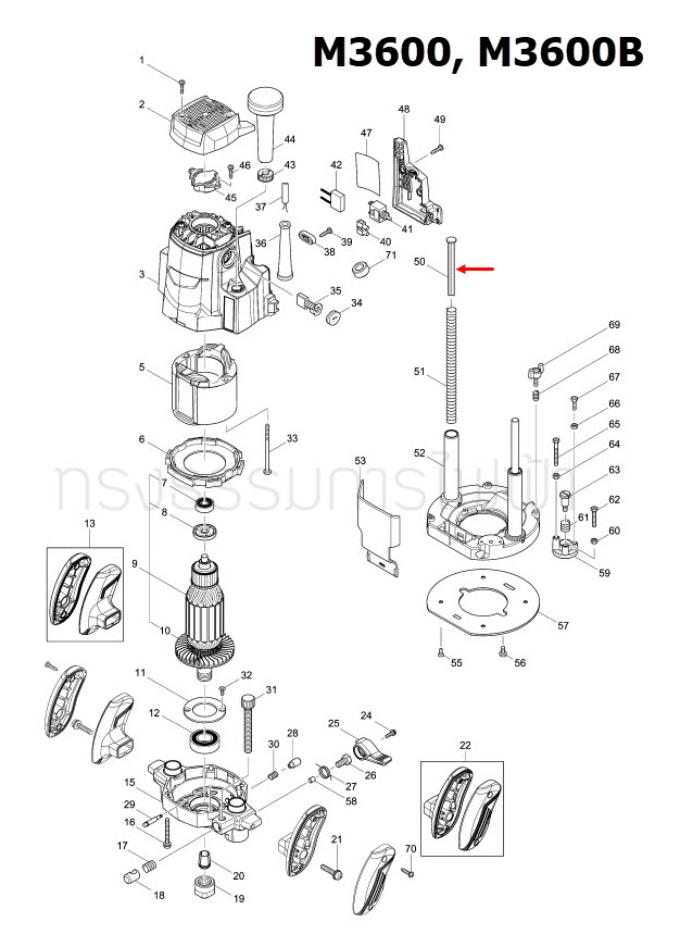 POLE เราท์เตอร์ Maktec มาคเทค, Makita มากีต้า MT360, M3600, M3600B [#50] Pn.418492-3 (แท้) ##
