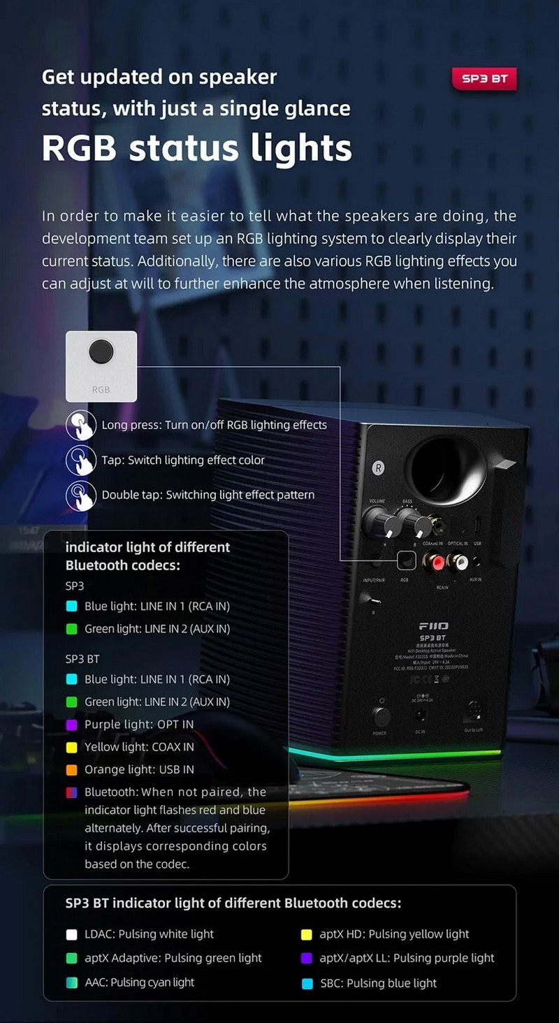 FiiO SP3 BT สุดยอดลำโพง Bluetooth Active Speakers ระดับ High Fidelity รองรับ LDAC, Dual Hi-Res ประกันศูนย์ไทย