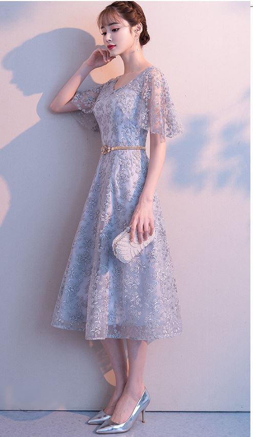 Pro-order เดรสสวย ถ่ายพรีเวดดิ้ง สวยหวาน ลูกไม้ (ซิปหลัง)