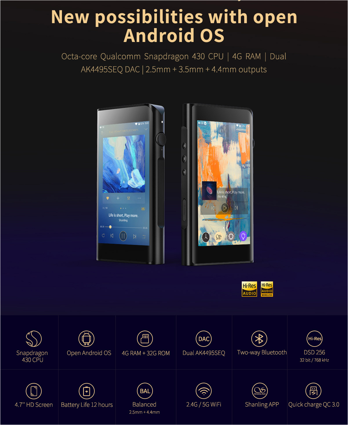 ขาย Shanling M6 Dap รองรับ Two-way Bluetooth , DSD 256 , 32bit/768kHz