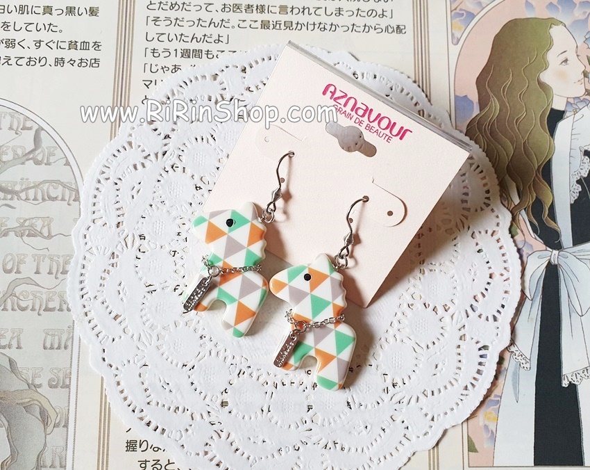 Aznavour ต่างหู, ตุ้มหู เซลลูโลสม้า แต่งคริสตัล Swarovski