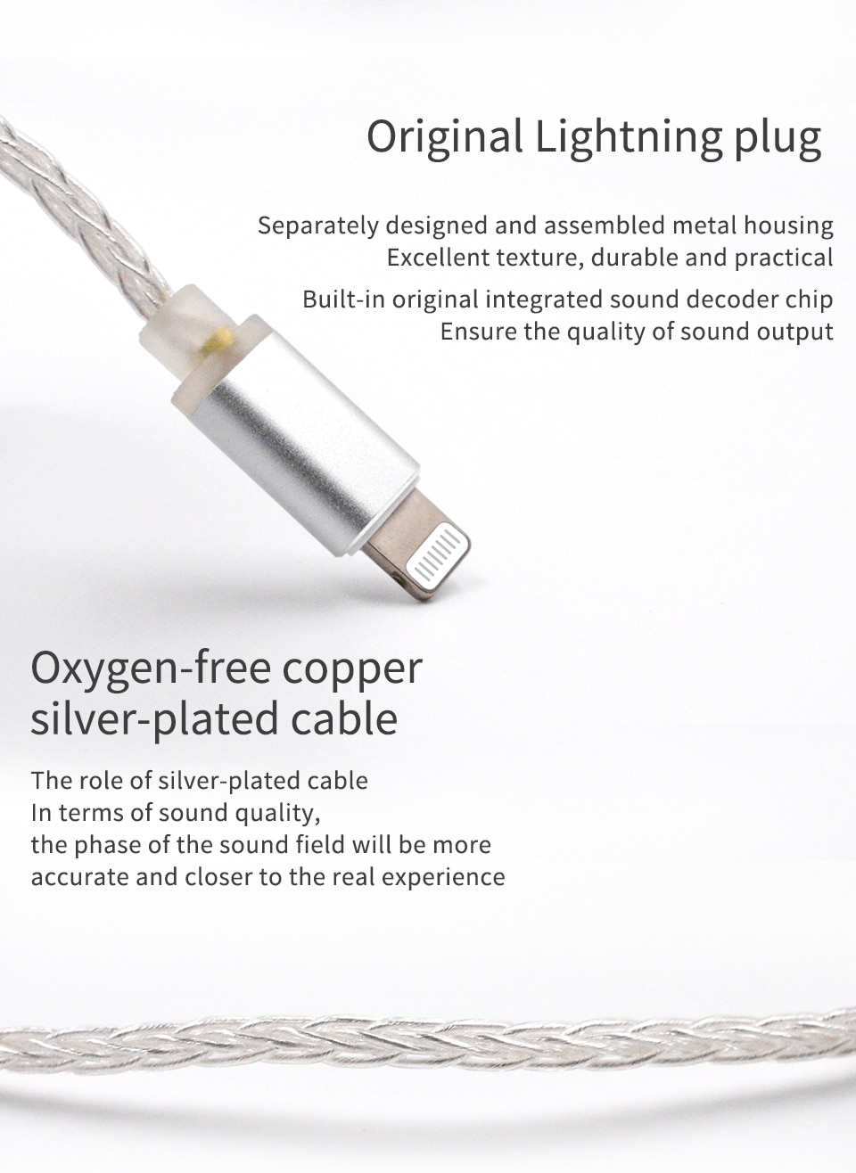 ขาย KZ Lightning to 3.5mm สายทองแดง OFC ชุบเงินถัก