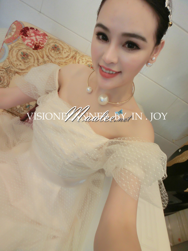 พร้อมส่ง ชุดออกงาน ชุดเดรสสั้น สีครีม Apricot