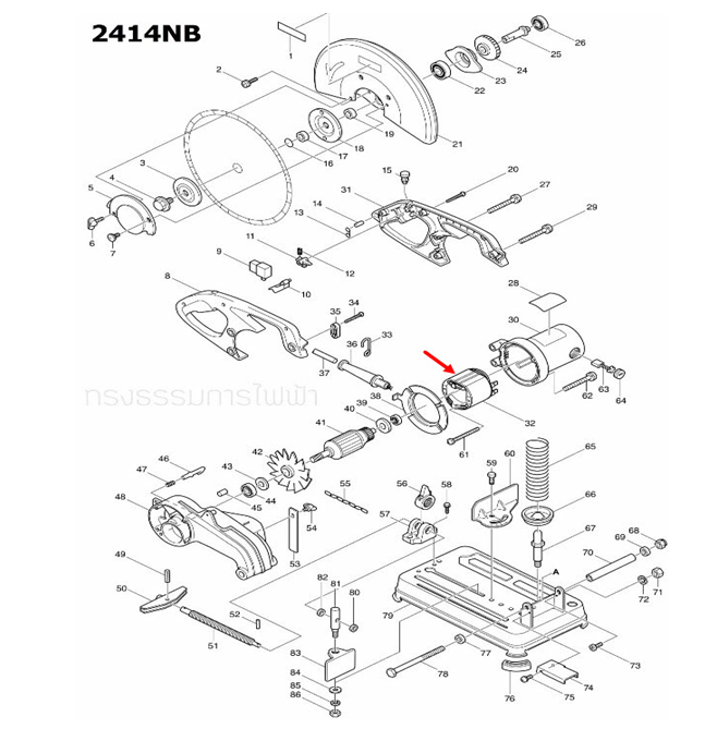 ฟิลคอยล์ มากีต้า Makita 2414NB, B, 9039 (ใช้Specเดียวกัน) Pn.636008-4 (แท้) ##