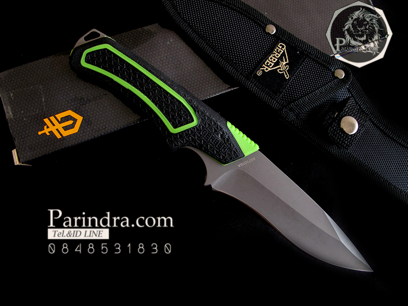 มีดใบตาย GERBER Bear Grylls WARRANT model 30-000440 1016A (OEM) ด้ามสีเขียวตัดสีดำ