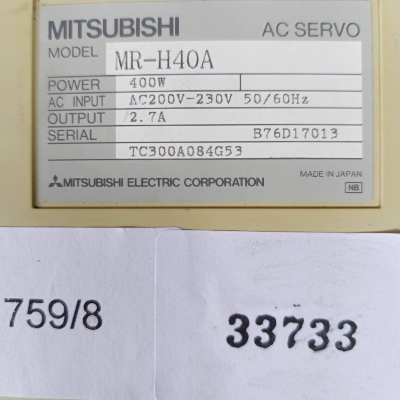MR-H40A SERVO DRIVE “ MITSUBISHI ”