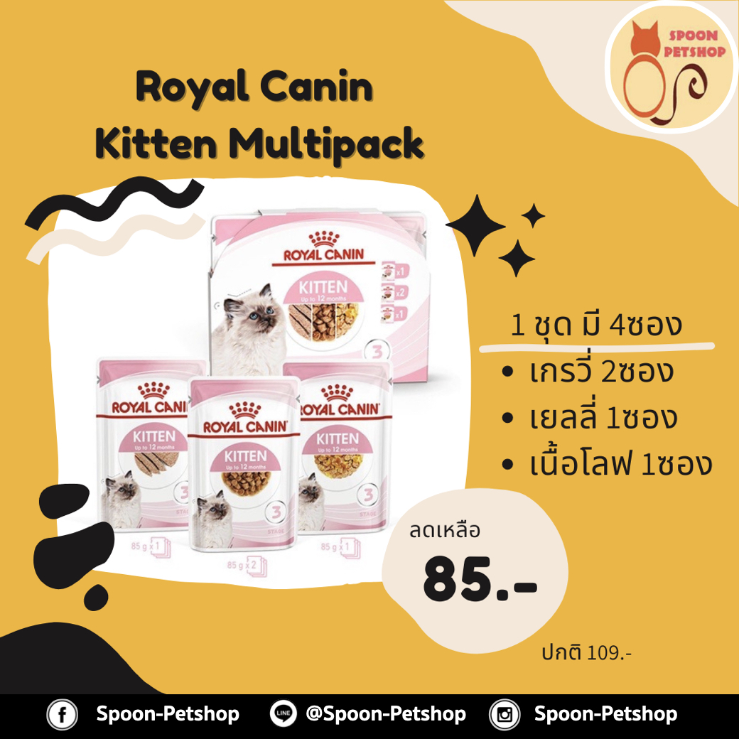 Royal Canin Kitten Pack อาหารแมว โรยัล คานิน แบบเปียก สำหรับลูกแมว 4-12 เดือน แบบแพ็คคละ 3 รส รวม 4 ซอง