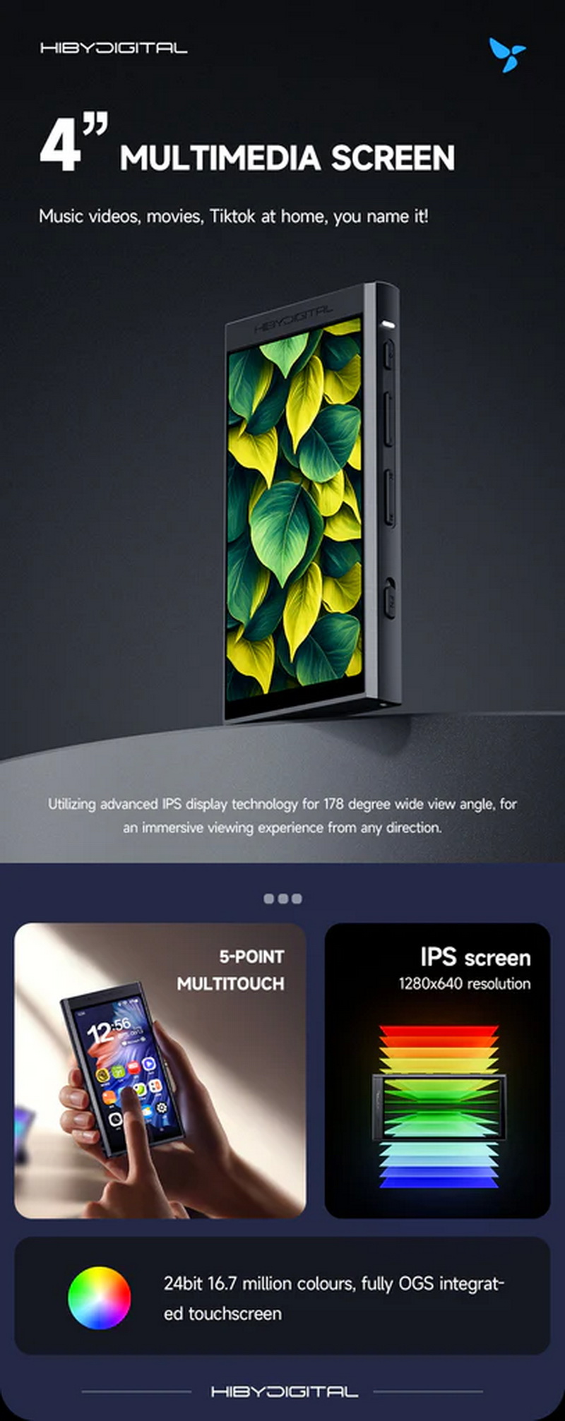 Hiby Digital M300 เครื่องเล่นเพลง Android พกพา มี Playstore มีลำโพงในตัว รองรับ Hires + Hires Wireless