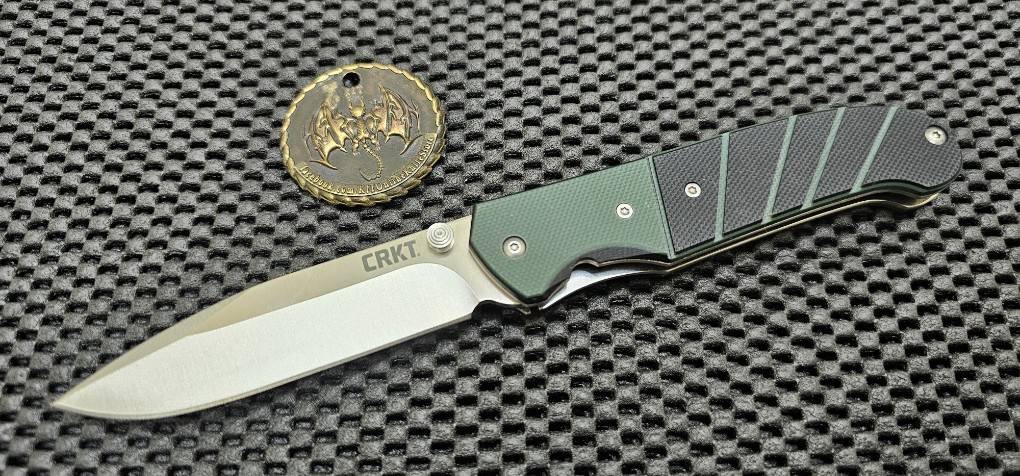 CRKT Ignitor Spring Assisted Knife Black & Green G10 (3.38" Satin)