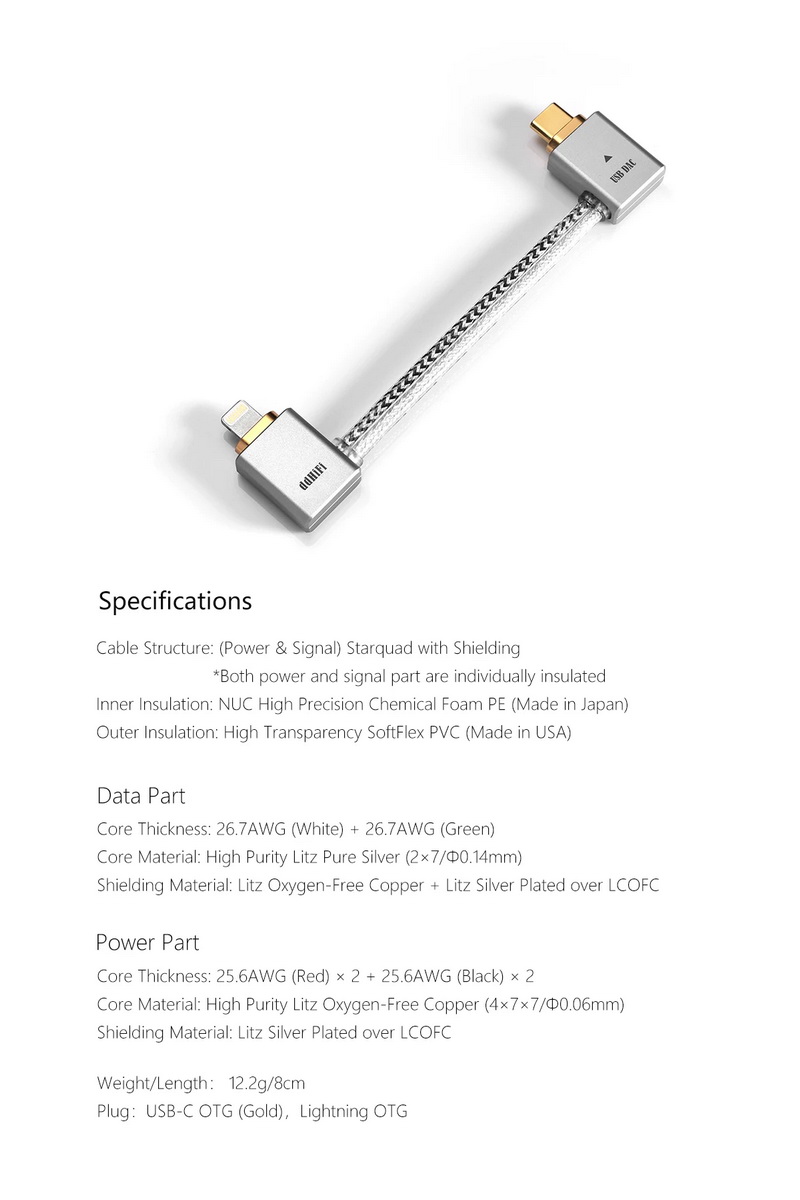 DD MFI09L สายแปลง Lightning เป็น TypeC OTG (หัวปลั๊กตัว L) สำหรับเครื่องเสียง