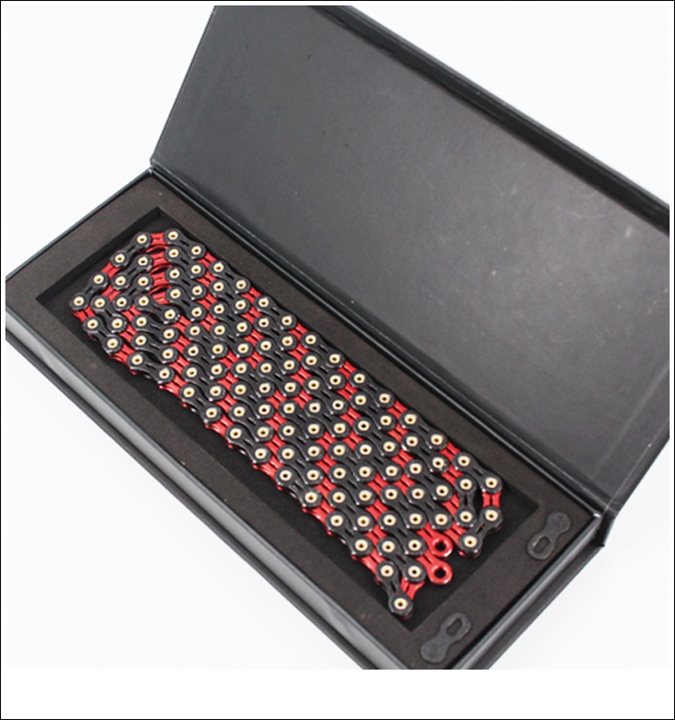 โซ่ SUMC, SX12 SL, โซ่ 12 Speed 116 ข้อ 1/2" x 11/128" DIAMOND COATING CHAIN เซาะร่องไทเทเนียม สีดำแดง