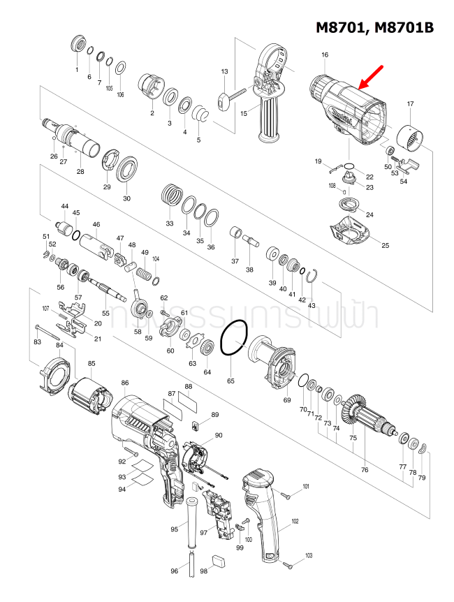 เสื้อฟิลคอยล์ สว่านโรตารี่ Makita มากีต้า M8701, M8701B [#16] Pn.144216-8 (แท้) ##