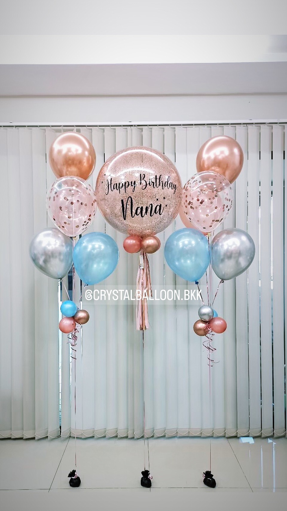 ลูกโป่ง วันเกิด Bubble ขนาด 24" พร้อม ช่อลูกโป่ง ช่อ 5 ลูก 2 ช่อ,ลูกโป่งใส ใส่ Confetti พร้อมตกเเต่ง สามารถเปลี่ยนสีลูกโป่ง/เปลี่ยนข้อความ/เปลี่ยนขนาดได้