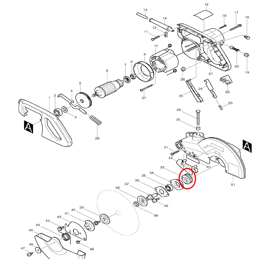 เฟือง เลื่อยตัดองศา Makita รุ่น LS1040 [ #33] Pn.226465-0 (แท้) ## (*)