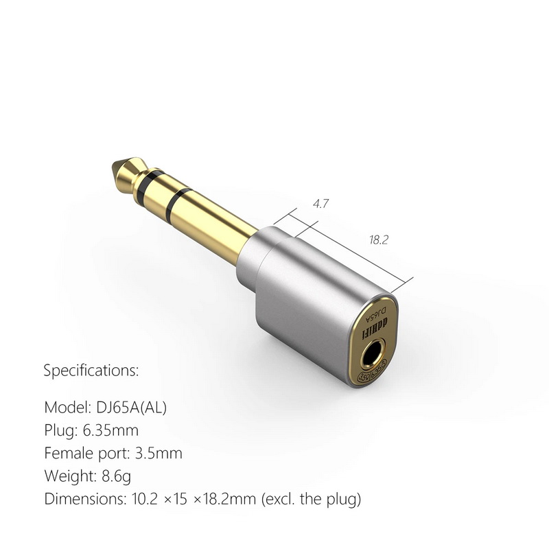 DD DJ65A AL อะแดปเตอร์แปลง 6.35 Male เป็นมาตรฐาน 3.5 Female สำหรับเครื่องเสียง