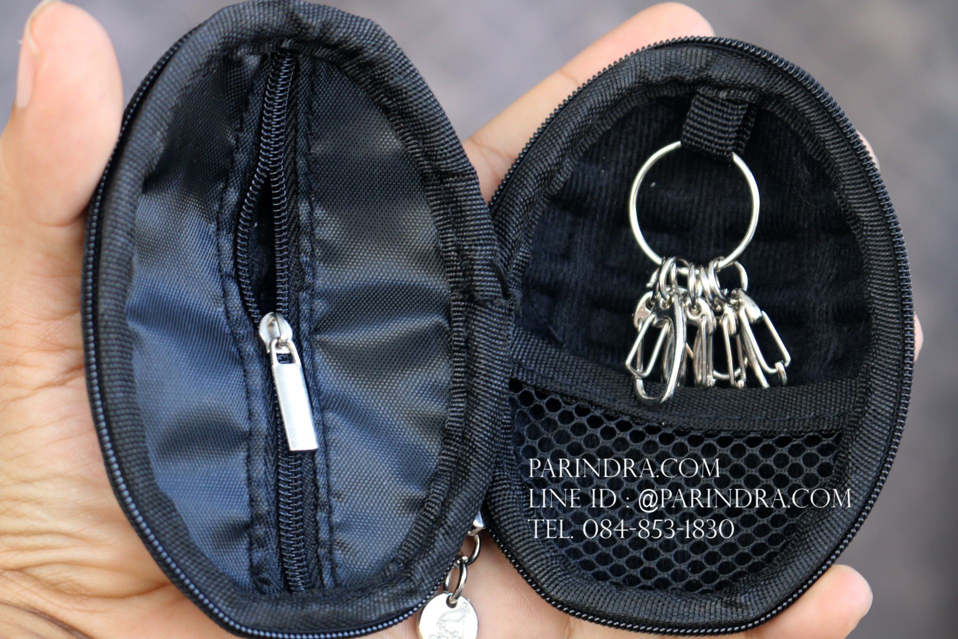 กระเป๋าใส่กุญแจพกพา แบบลูกระเบิด สีดำ มีคลิปแบบปลดเร็ว