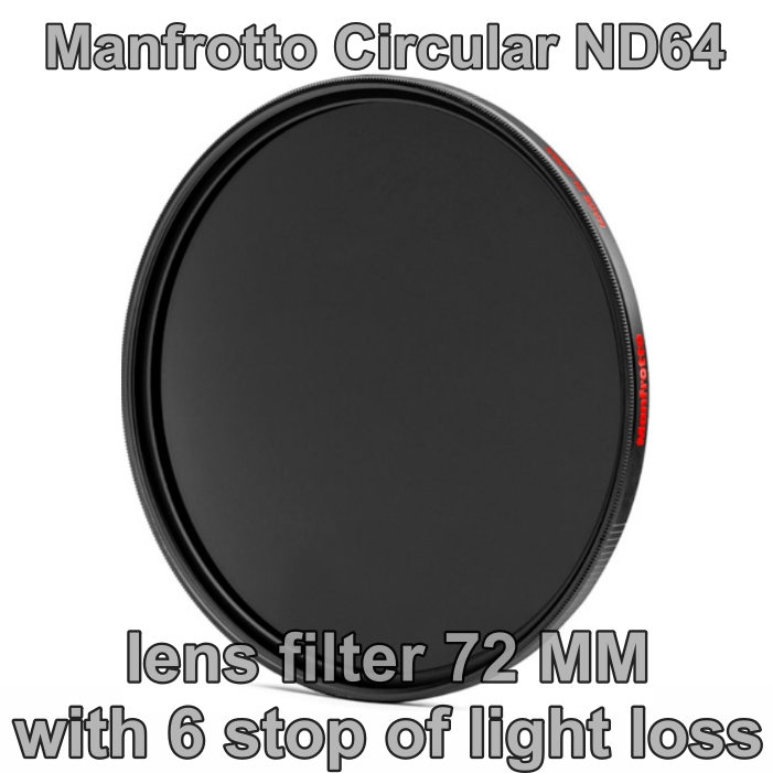 Manfrotto Circular ND64 72MM lens filter with 6 stop of light loss ลดแสง 6 สตอป ไม่ทำให้สีของภาพเพี้ยน กกระจกออปติคอลเคลือบ multi-coat 16 ชั้น กันน้ำและน้ำมัน ทำความสะอาดง่าย ผลิตญี่ปุ่นประกันศูนย์ 5 ปี