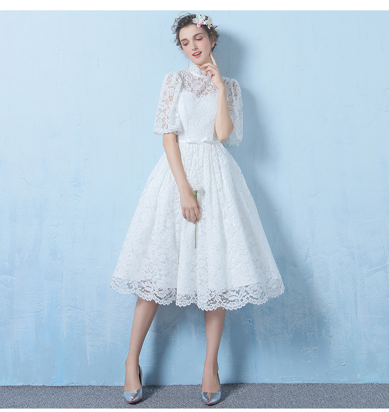 พร้อมส่ง เดรสขาว พรีเวดดิ้ง สวยหวาน ลูกไม้ (ซิปหลัง)