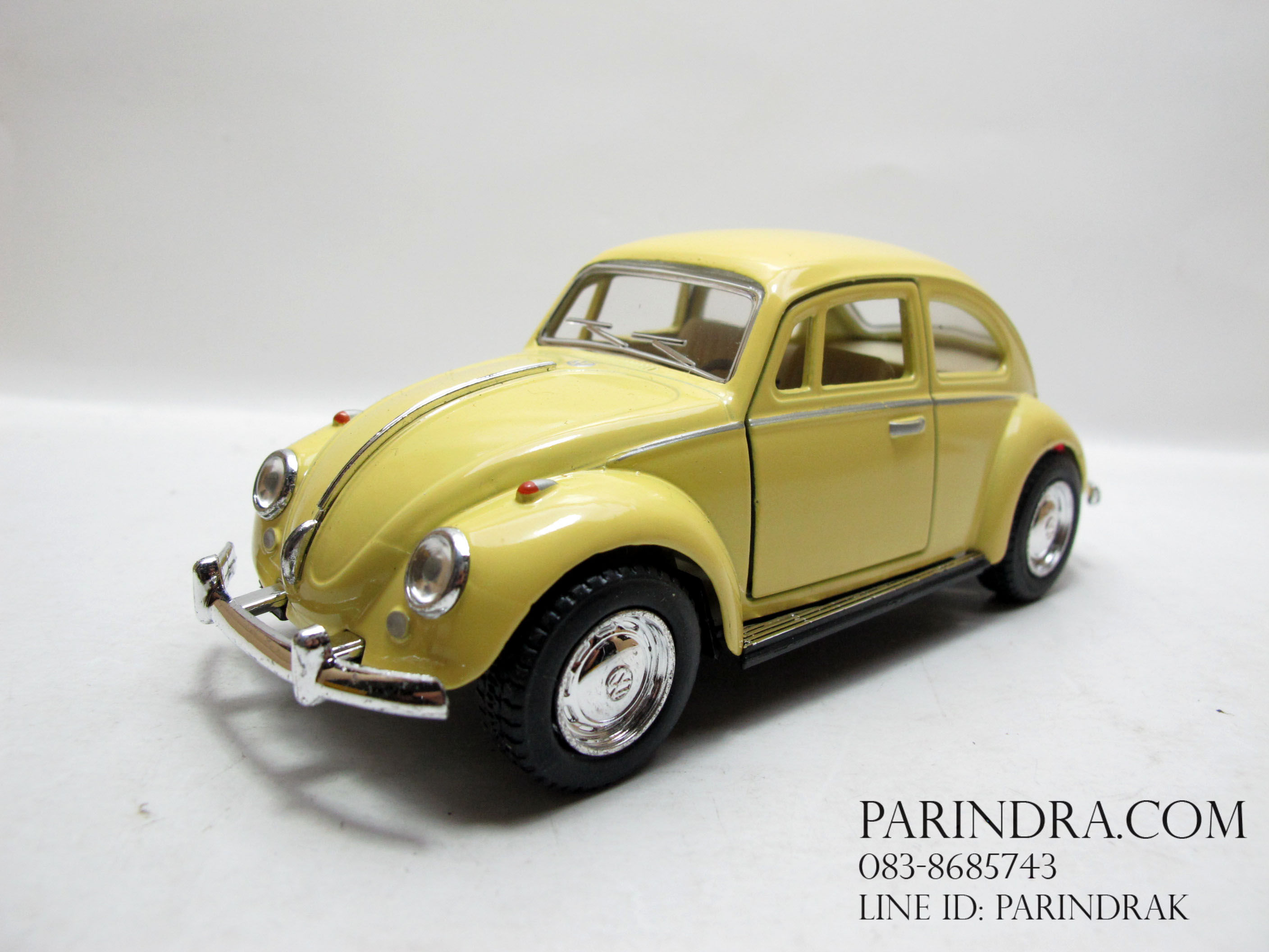โมเดลรถเหล็กรถเต่า Volkswagen 1967 อัตราส่วน 1:32 สีเหลืองอ่อนงาช้าง