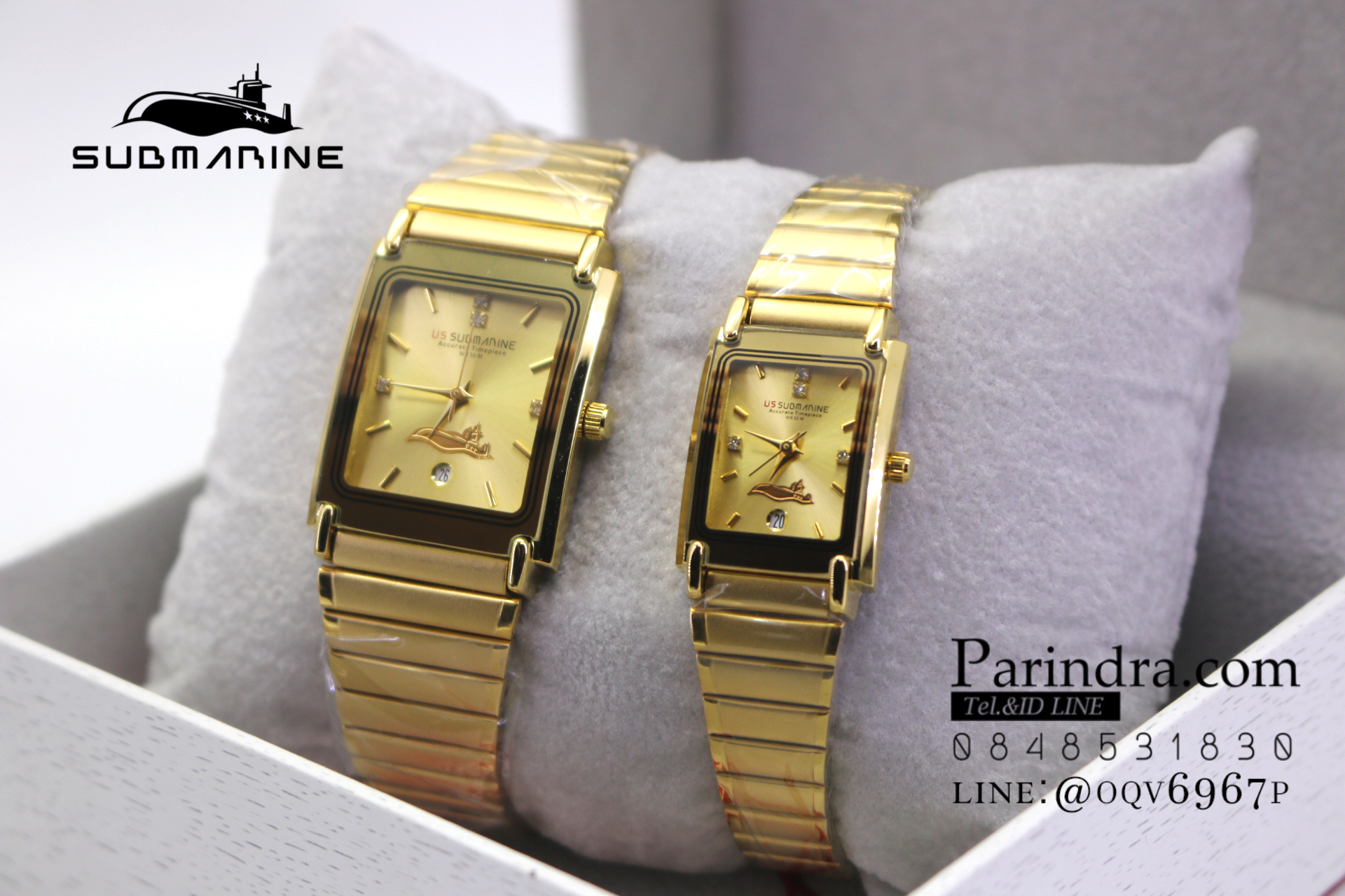 นาฬิกา US submarine รุ่น S1002M เรือนทองใหญ่สายทองหน้าปัดทอง