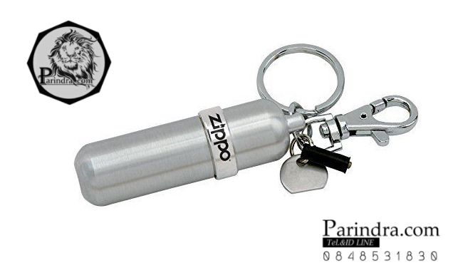 กระป๋องอะลูมิเนียมใส่น้ำมันสำรองสำหรับไฟแช็ค Zippo แท้ - Genuine Compact Aluminum FUEL CANISTER-w-Key Ring-Swivel-Snap