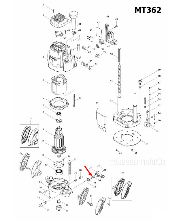 SET BOLT M8X16 เราท์เตอร์ Maktec มาคเทค, Makita มากีต้า MT360, MT362, M3600, M3600B [#26] Pn.266335-1 (แท้) ##