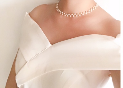 Pro-order เดรสขาว ถ่ายพรีเวดดิ้ง ปาดไหล่ (ซิปหลัง)