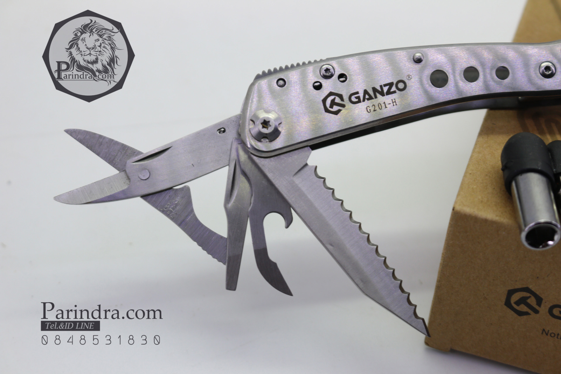 คีมเอนกประสงค์ Multi-Tools Ganzo กานโซ่ รุ่น G201-H สีเงินไทเทเนี่ยม ของแท้ 100%