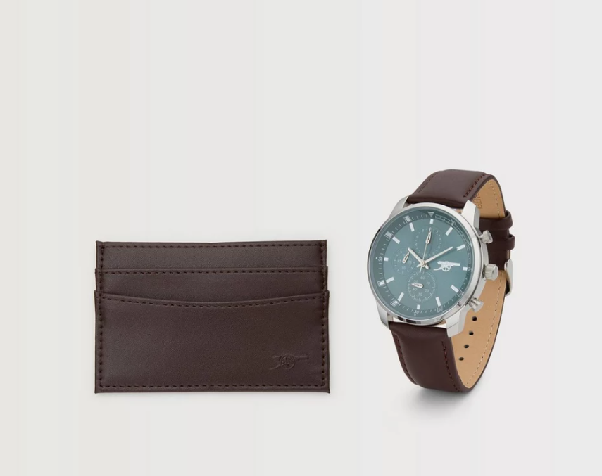 นาฬิกาอาร์เซนอล Brown Leather Card Holder and Watch ของแท้