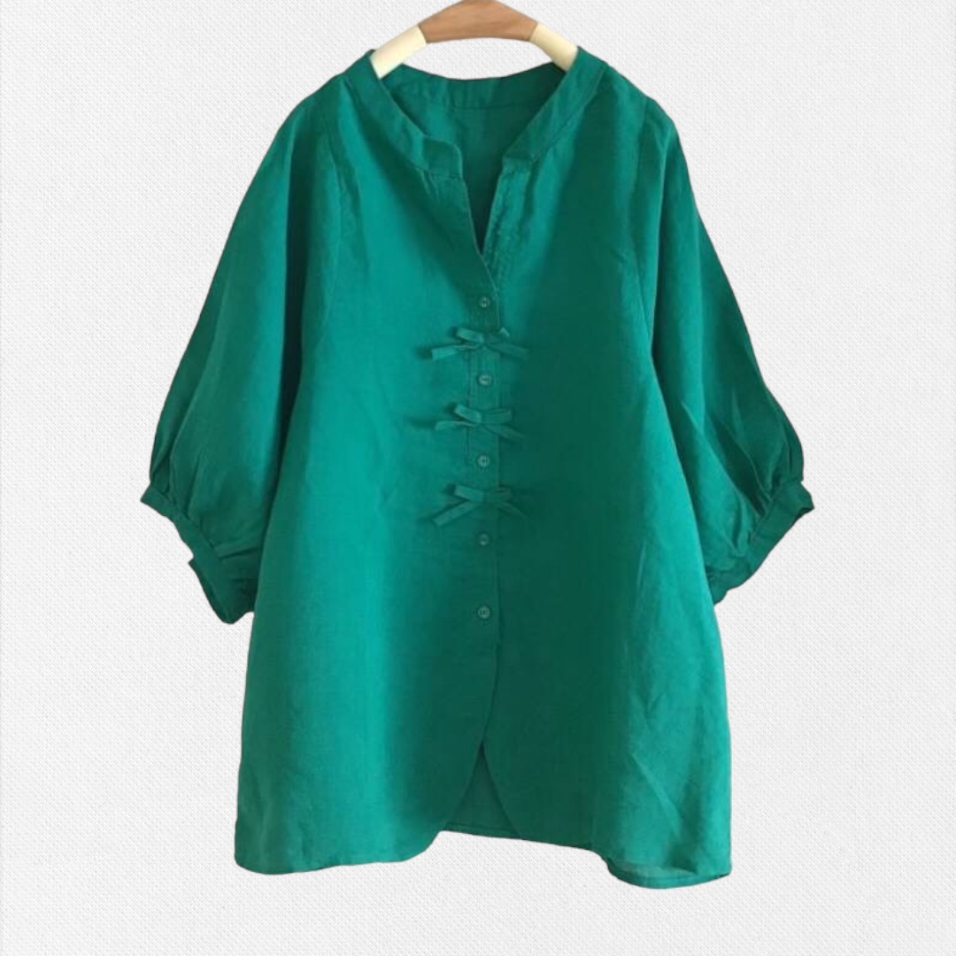 เสื้อผ้าลินินปักแต่งโบว์