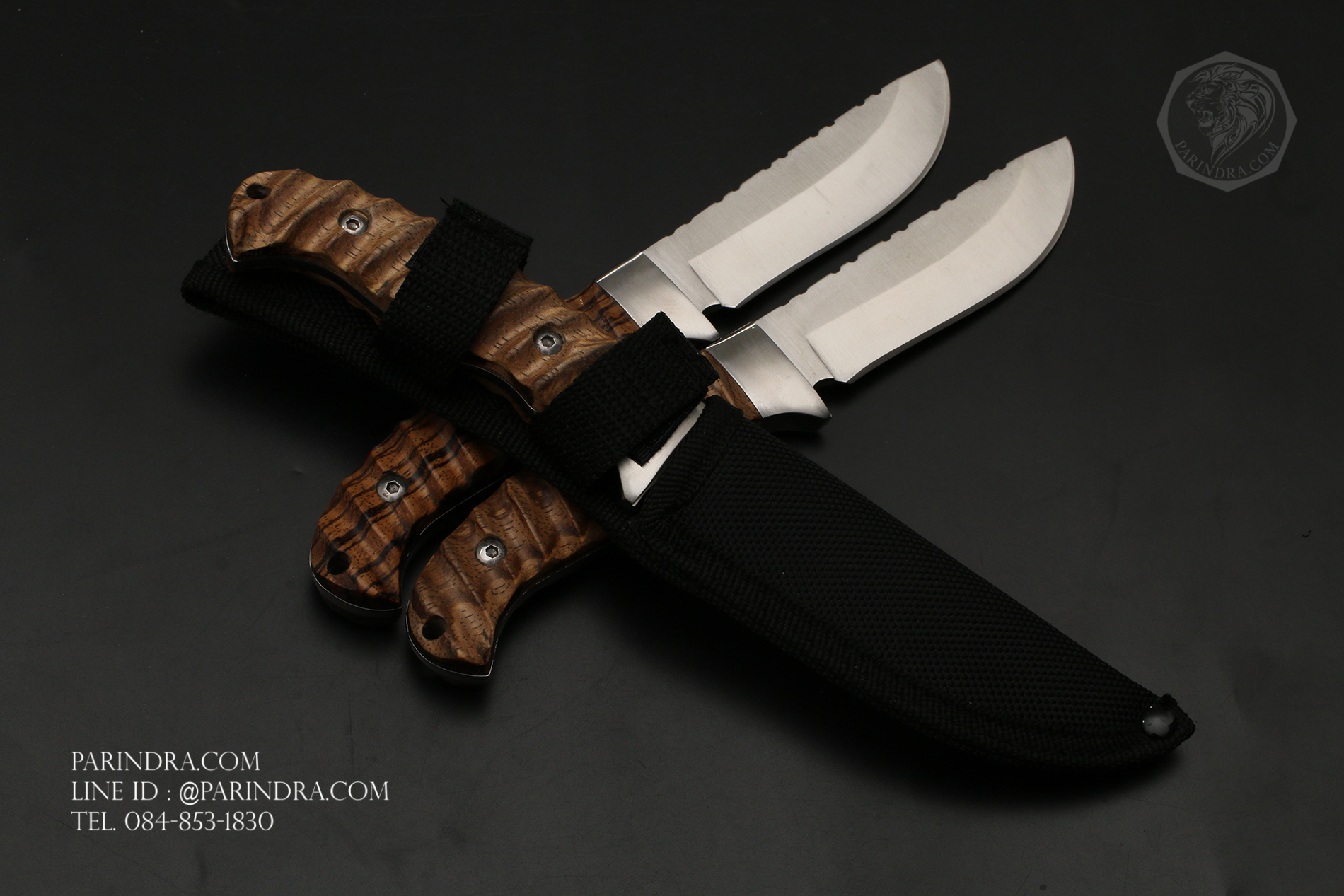 มีดใบตาย Browning ด้ามไม้ธรรมชาติ สวยงาม คลาสสิก พร้อมซองมีดไนลอน