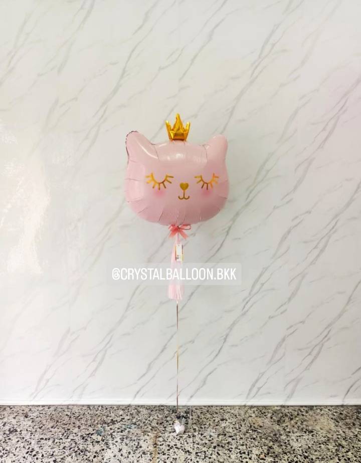 ลูกโป่ง วันเกิดเด็ก ฟอยล์แมวสีชมพู พร้อมตกแต่ง สามารถเปลี่ยนสี-ฟอยล์ตกแต่งได้