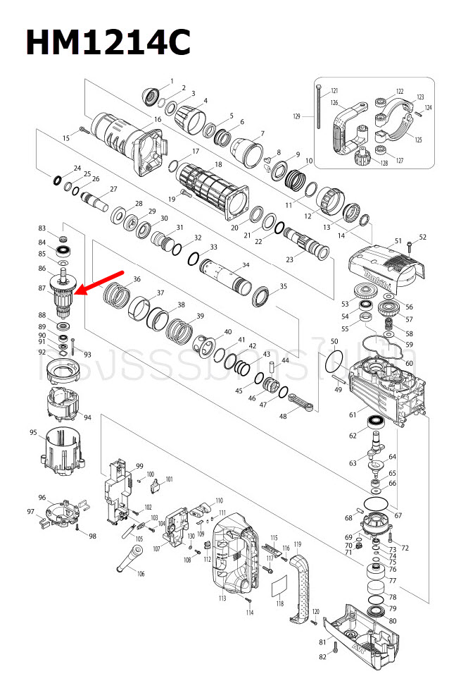 ทุ่น เครื่องสกัดคอนกรีตไฟฟ้า Makita มากีต้า HM1214C (แท้) ##