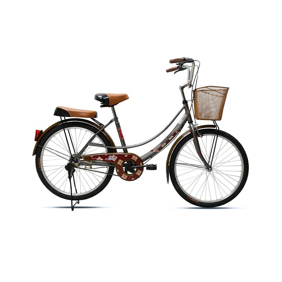 MEADOW housewife's bicycle, model CITY VINTAGE MIT, 24-inch wheels, with vintage basket, no gears.