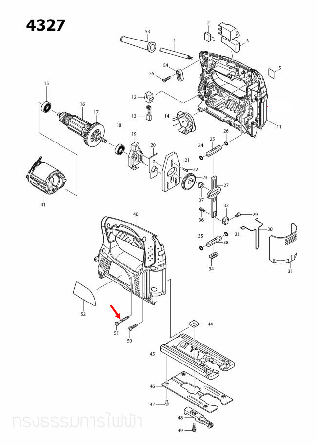 TAPPING SCREW4X35 เครื่องเป่าลม โบเออร์, จิ๊กซอว์ Makita มากีต้า UB1100 [#8], 4324 [#48], 4327, 4329 [#51], HP2051 [#13] Pn.266053-1 (แท้) ##