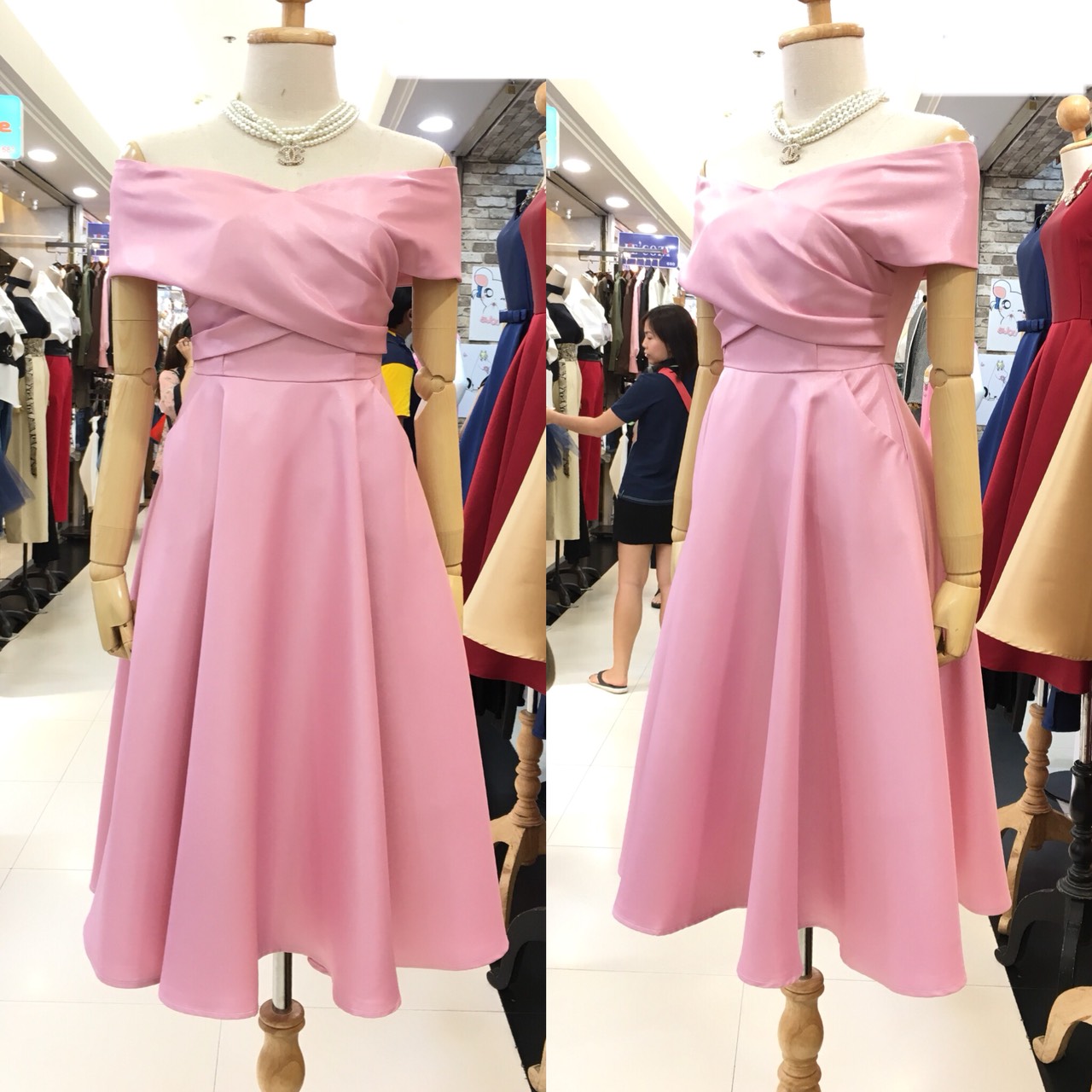 ชุดเพื่อนเจ้าสาว สีชมพู รวมแบบ ตัวอย่าง สั่งสีและแบบอื่นๆได้ เช่า 500