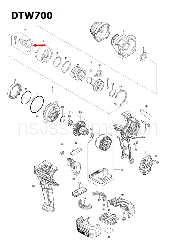 ANVIL ASS'Y บล๊อกไร้สาย Makita มากีต้า DTW700 [#7] Pn.136256-0 (แท้) ## (*)