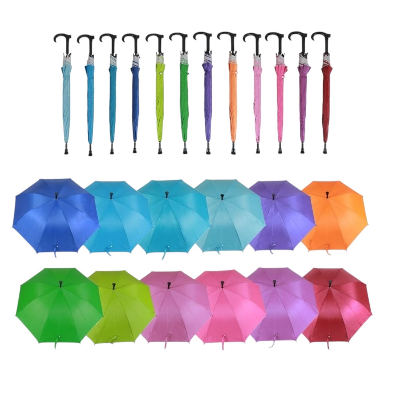 ร่มพับตอนเดียว 24 นิ้ว ด้ามจับไม้เท้า