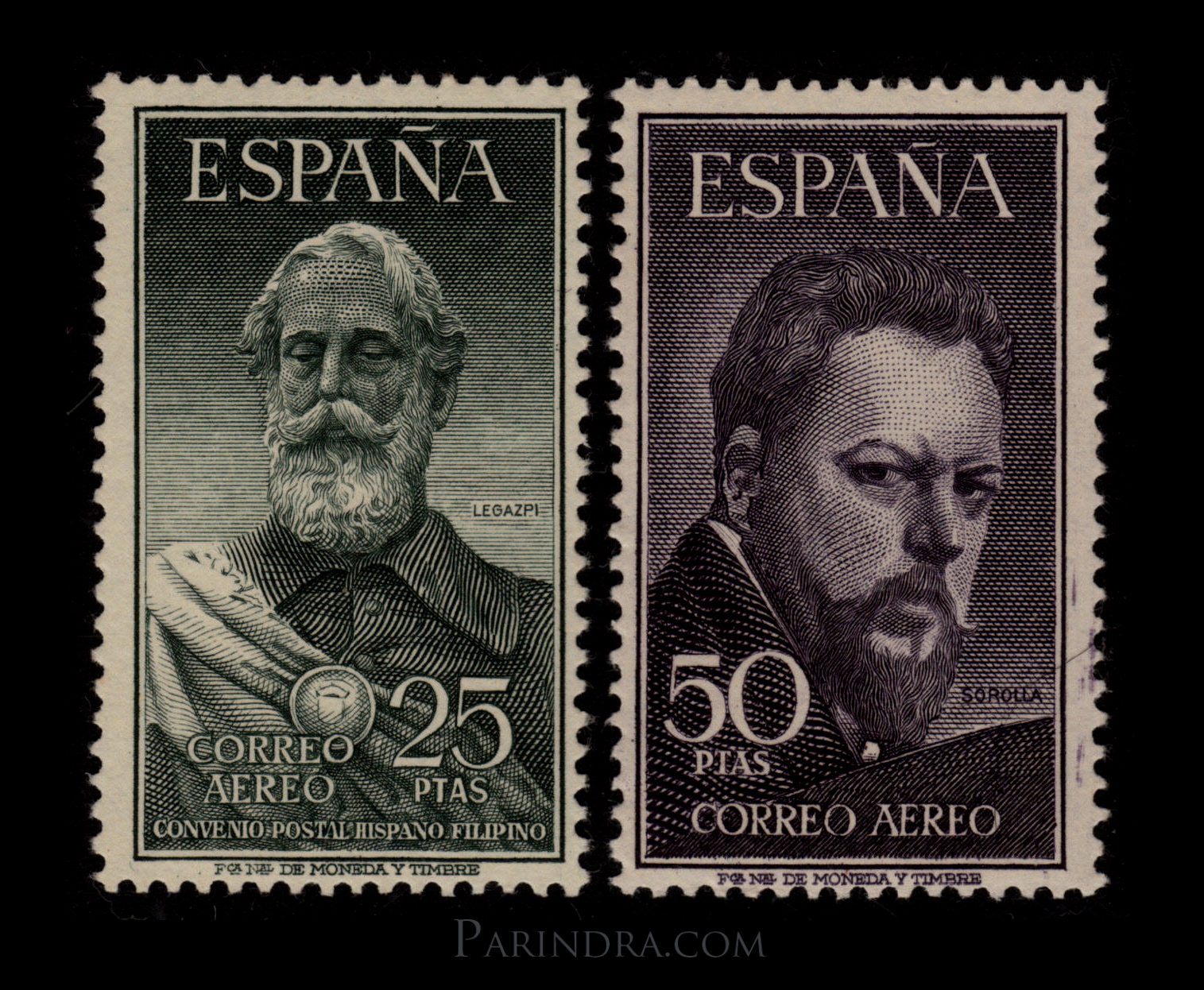 แสตมป์สเปน บุคคลสำคัญ Legazpi y Sorolla ปี 1953 - España Spain