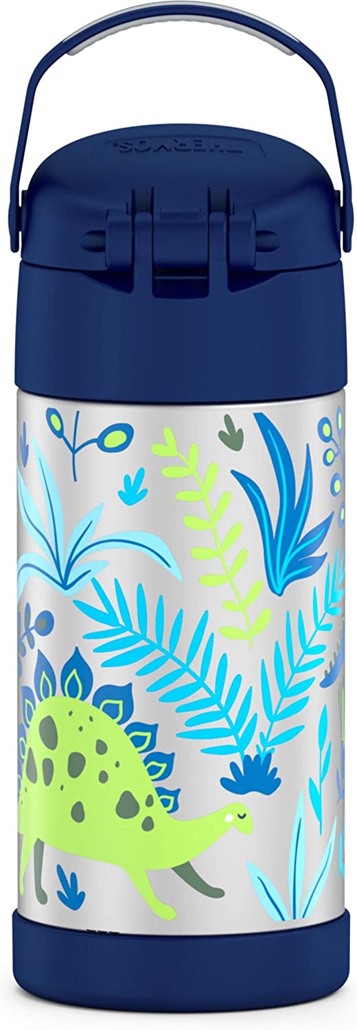 กระติกดูดน้ำแตนเลสหุ้มฉนวนสุญญากาศยี่ห้อ Thermos ของแท้ขนาด 12 ออนซ์ ลาย Dinosaur Kingdom