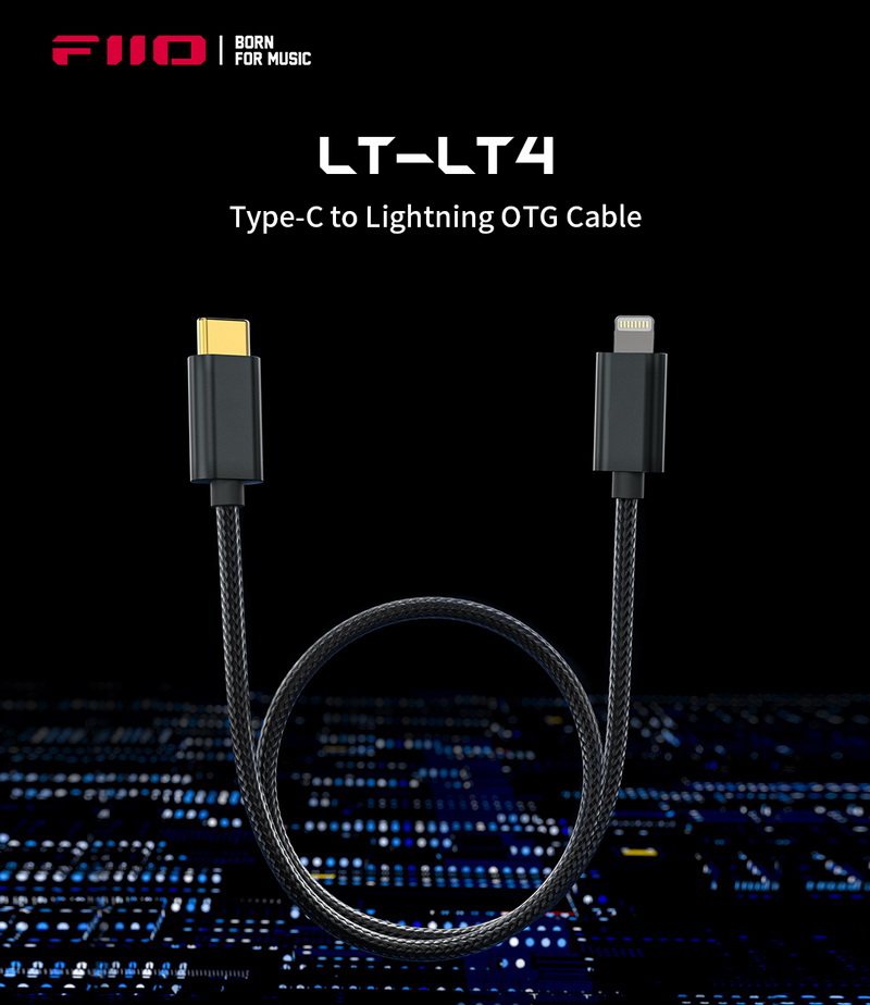FiiO LT-LT4 อะแดปเตอร์ Type-C เป็น Lightning OTG ยาว 50 เซนติเมตร