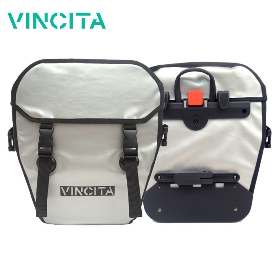 Vincita B060WP-AR กระเป๋าแพนเนียร์กันน้ํา 100% ใบใหญ่ แบบมีฝาครอบ คลิปปลดเร็ว Klickfix มีสายสะพาย ราคาต่อคู่ (2ใบ)