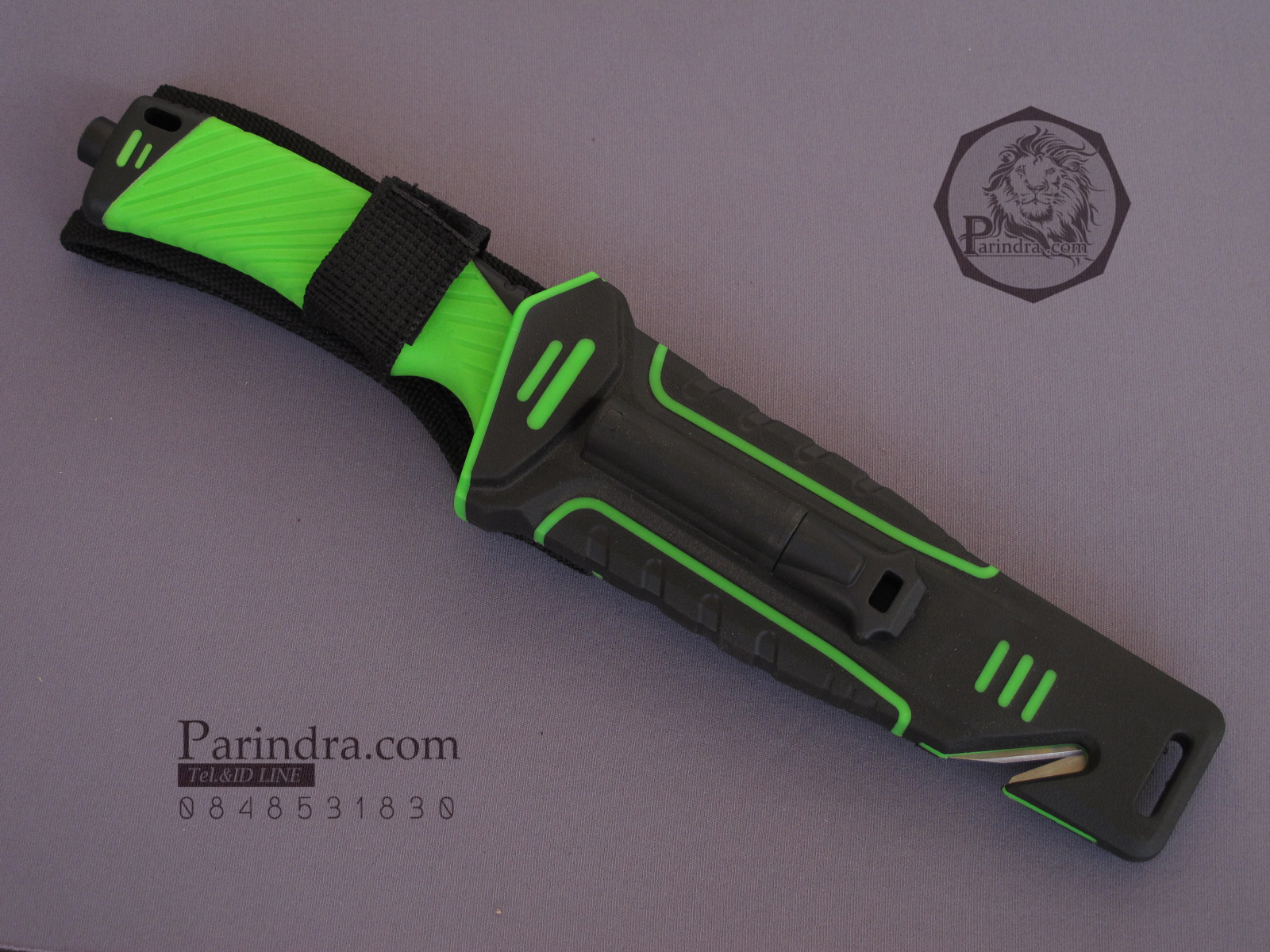 มีดใบตายเดินป่า Ganzo Hunting Survival Knife กานโซ่ รุ่น G-801 LGS สีเขียวอ่อนตัดดำรุ่นใหม่ ใบมีดกึ่งหยัก ของแท้ 100%