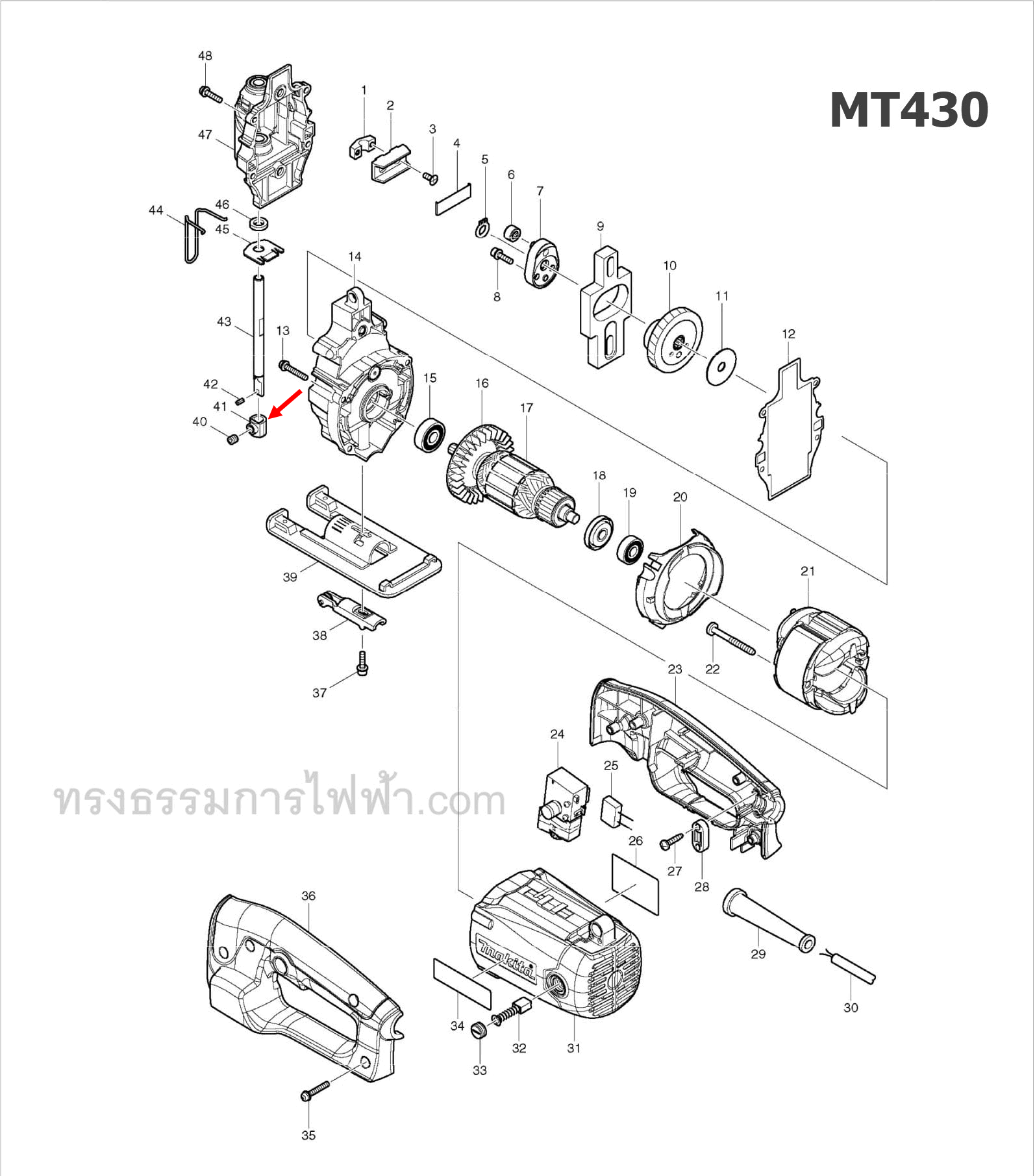 ปากจับใบ จิ๊กซอว์ มาคเทค-Maktec, Makita มากีต้า MT430, M4302, M4302B [#41] Pn.325601-6 (แท้)## (*)