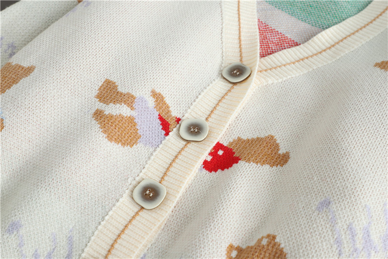 เสื้อคาร์ดิแกนไหมพรมลายน้องหมีน่ารักๆ