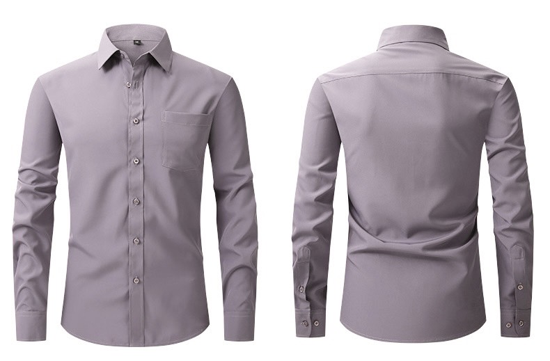 พร้อมเช่า เสื้อเชิ้ต แขนยาว สีเทาเข้ม