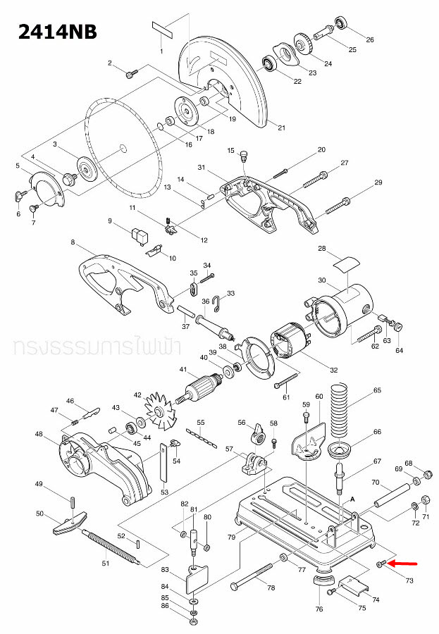 น็อต BOLT M6X12 แท่นไสไม้ Makita 2012NB [#49,78], 2414NB [#73] Pn.922312-0 (แท้) ##