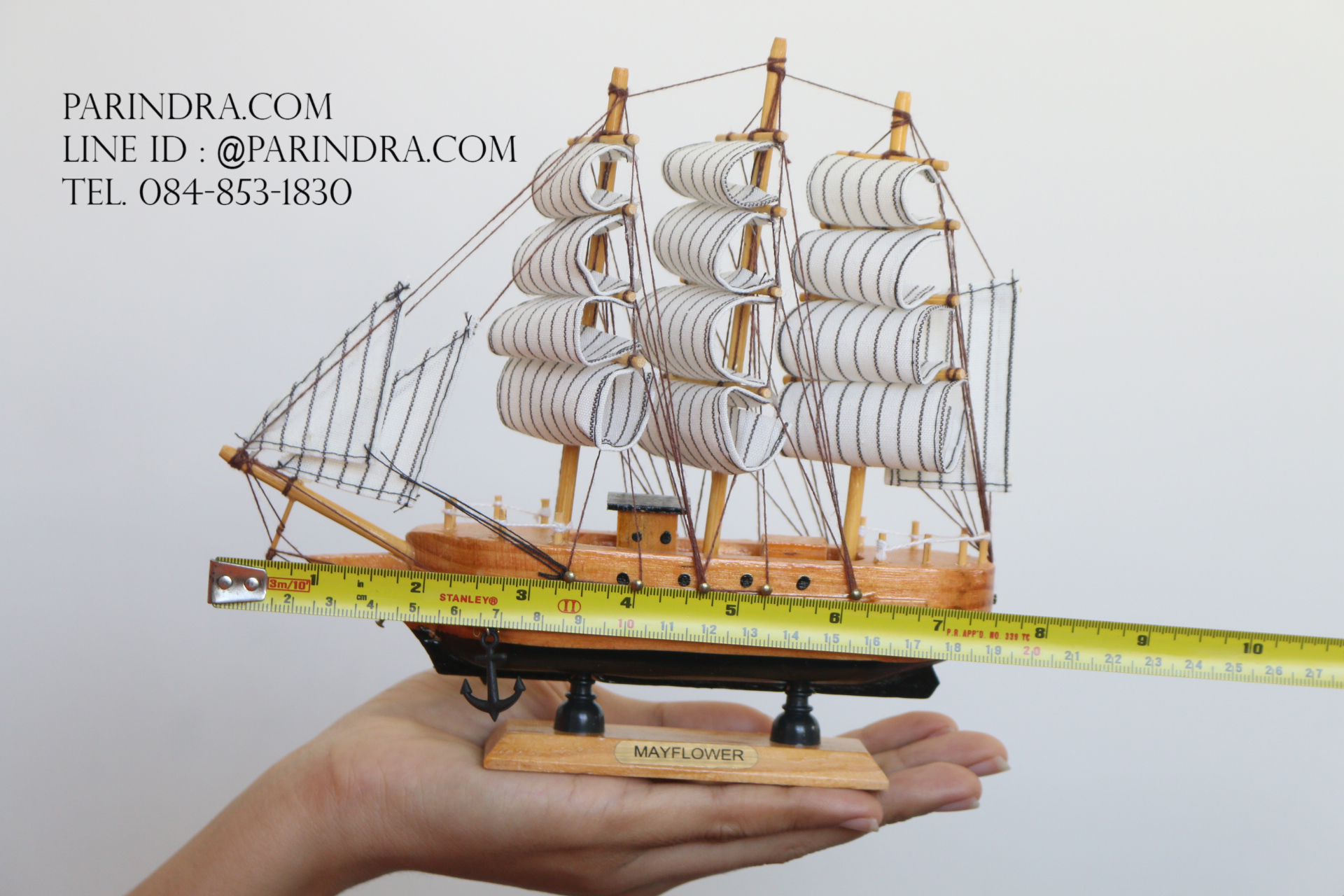 โมเดลเรือสำเภาไม้ขนาด 8 นิ้ว แต่งโต๊ะทำงาน สำหรับการตกแต่งบ้านและร้านค้าทั่วไป No.3