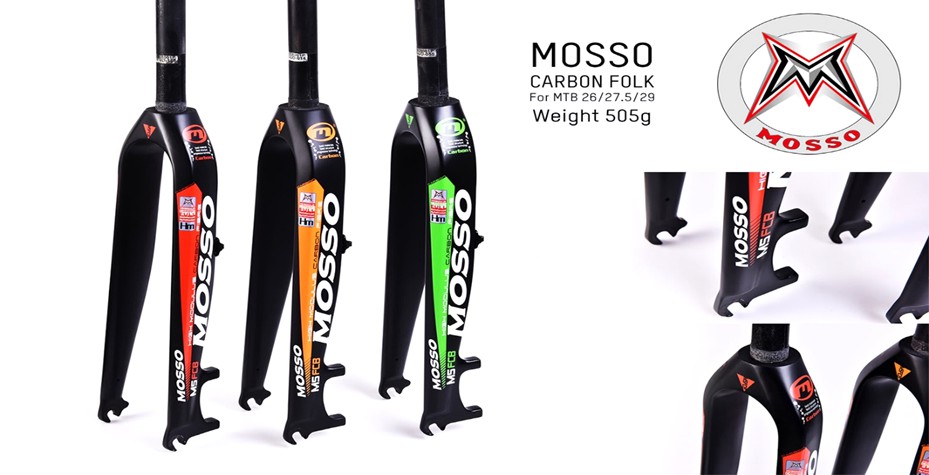 ตะเกียบ MOSSO CARBON FORKSซางตรง สำหรับ ล้อ 26",27.5,29er ,M5 FCB (พร้อมสตาร์นัท)